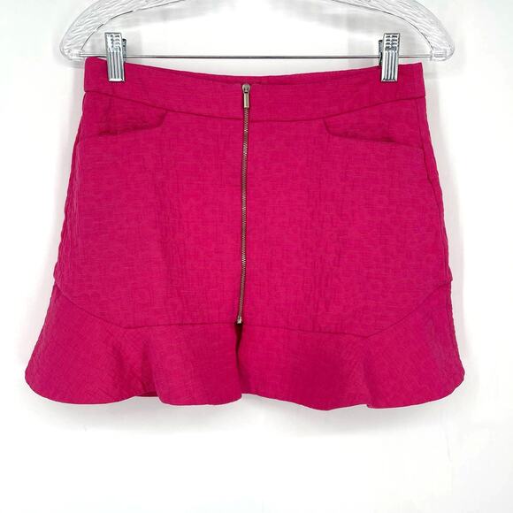Zara Hot Pink Mini Skirt Medium Full Zipper - Picture 1 of 7